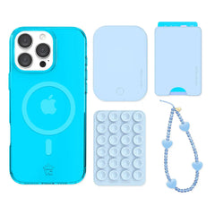 Neon Blue iPhone Bundle Set - Wallet