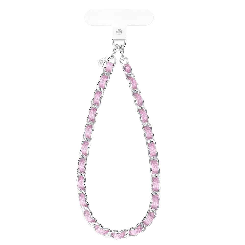 Pink Leather Chain Phone Charm